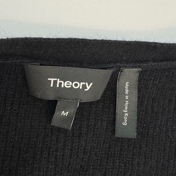 Theory Cashmere Tie Front Cardigan Feather Soft Black Tunic Sweater Size M - Picture 10 of 12
